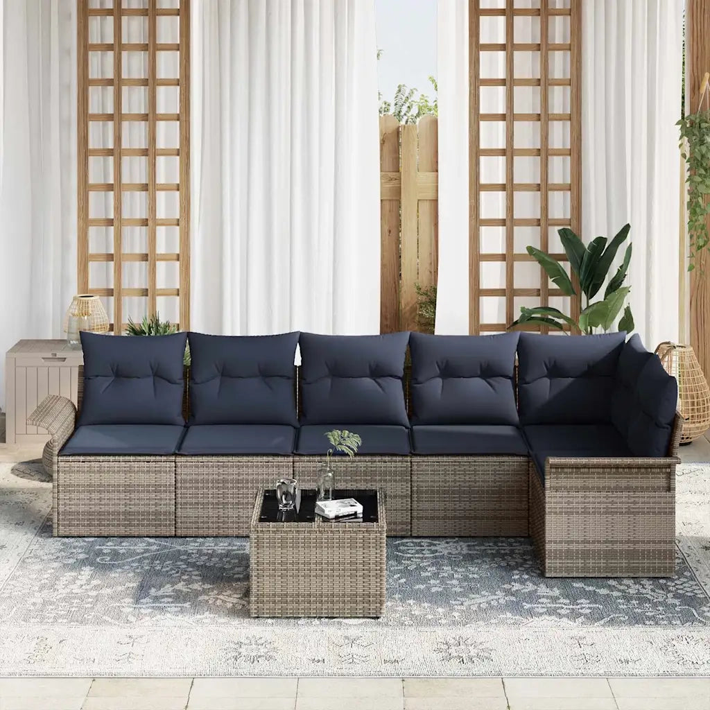 Set Divano da Giardino 7 pcs Grigio polyrattan 3354064