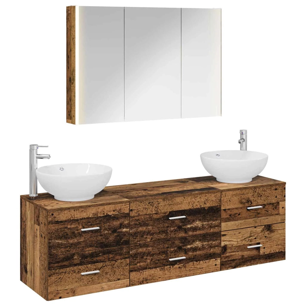 Set di mobili per il bagno 4 pz Legno antico 3406949