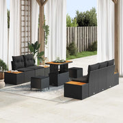 Set Divano da Giardino 8 pcs Nero polyrattan