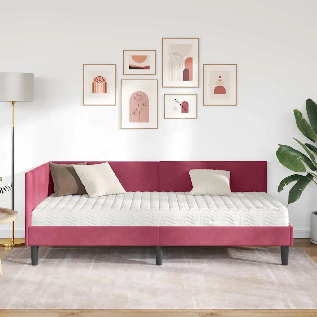 Struttura Letto Angolare con Materasso 2 pcs Verde Velluto