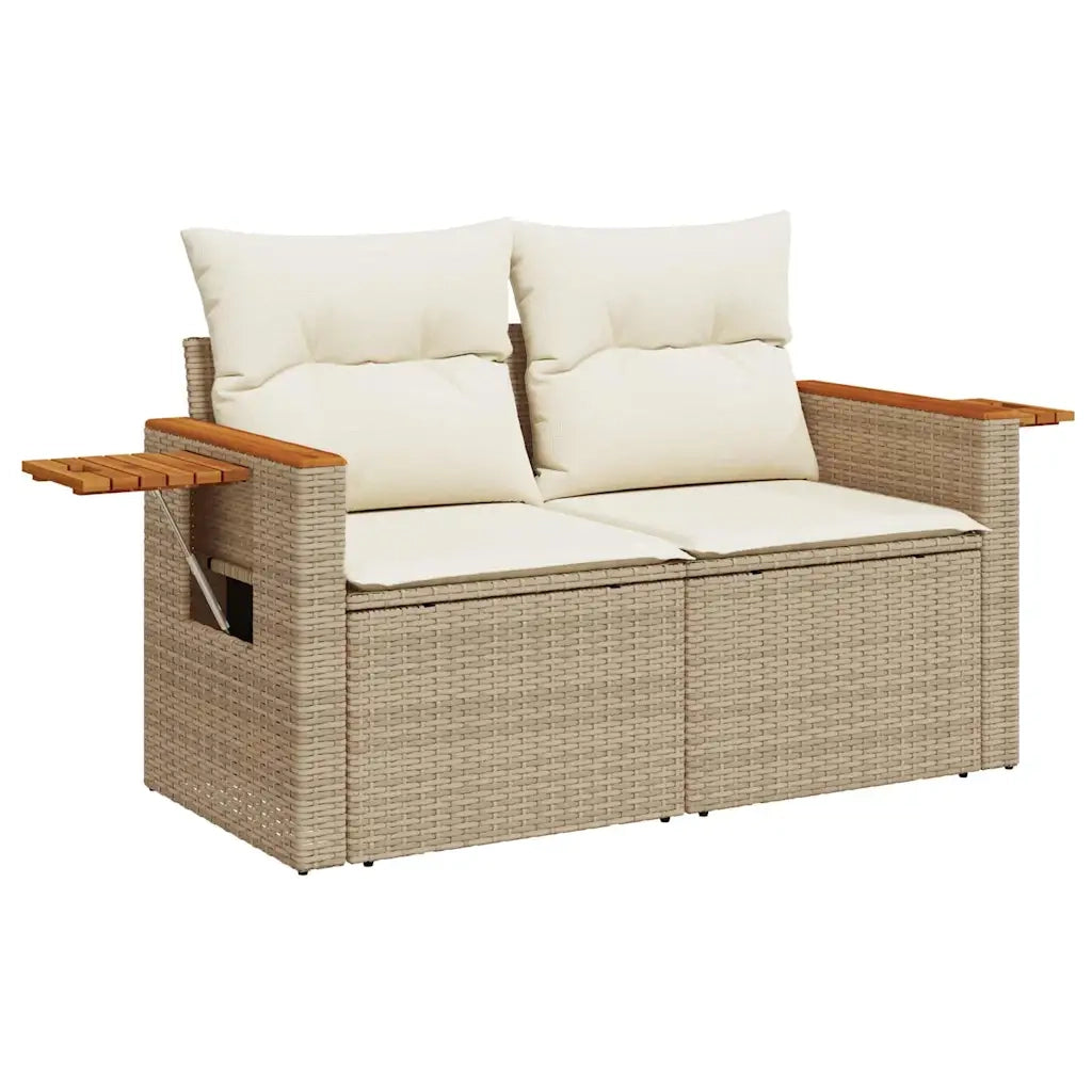Set Divano da Giardino 5 pz con Cuscini Beige Polyrattan Acacia 3327544
