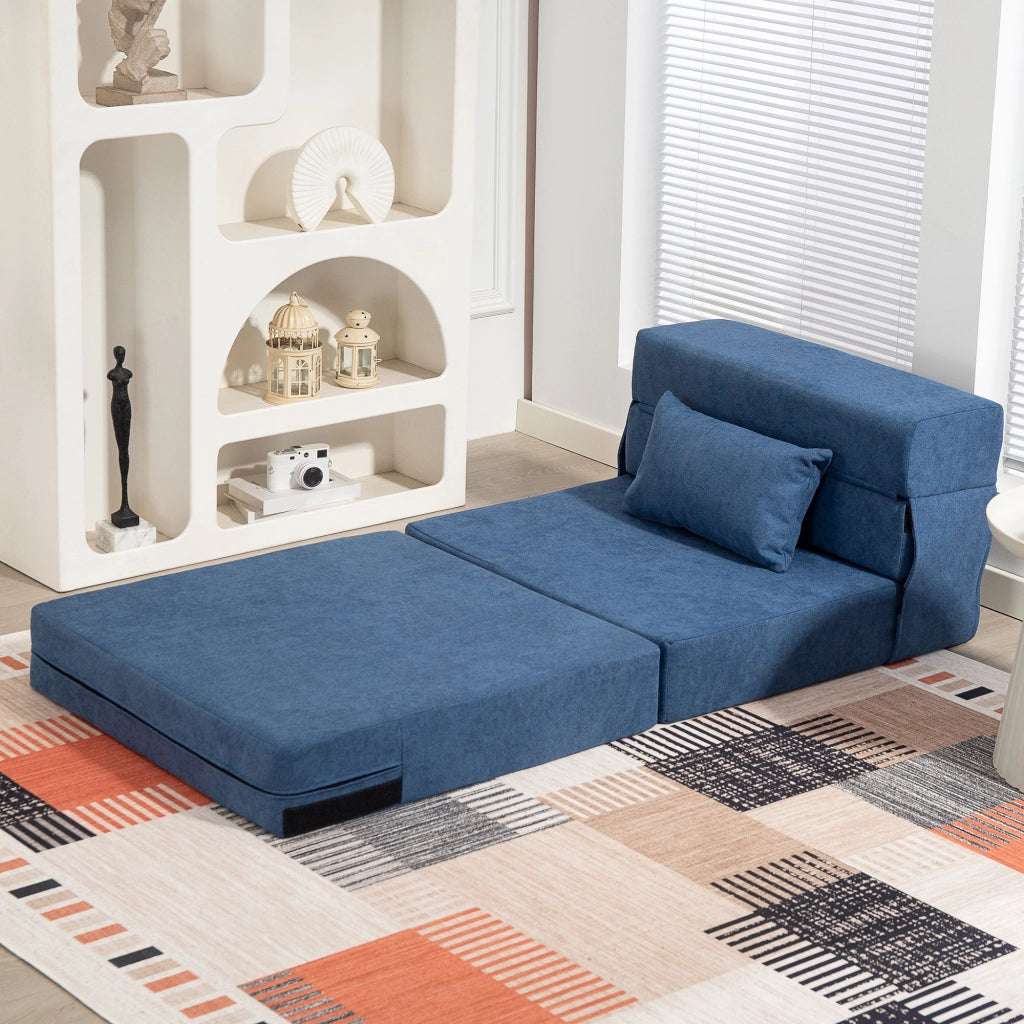 Divano letto trasformabile in materasso ¨C Xylo ¨C Schiuma con cuscini blu scuro