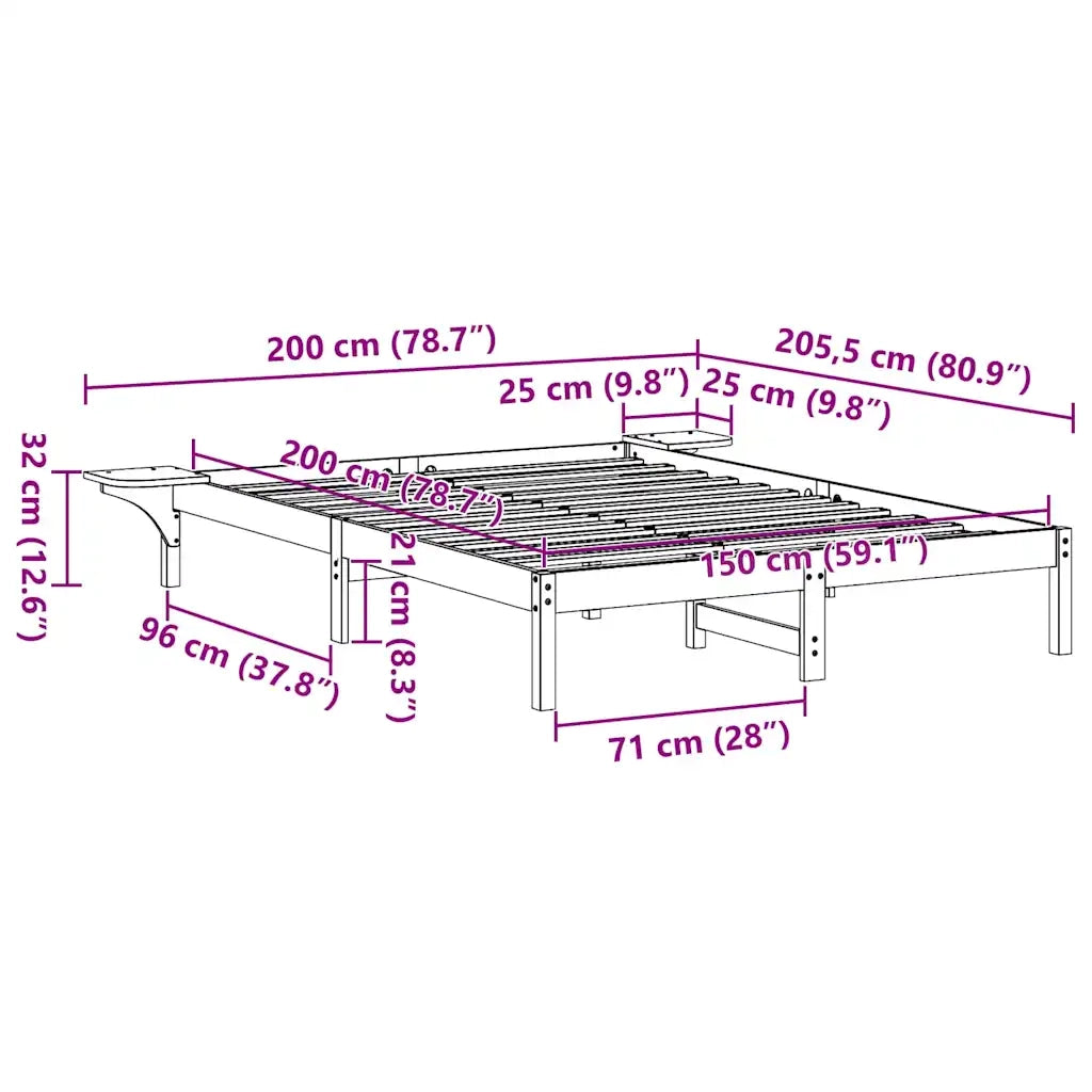 Struttura del letto Marrone cerato 150 x 200 cm Pino massello 873186