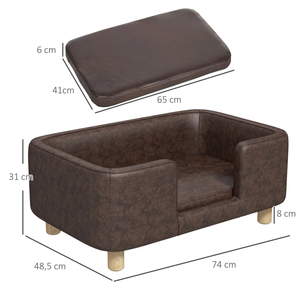 Letto per cani e gatti con cuscino ¨C Minimal ¨C 74x48.5x31 cm in microfibra marrone