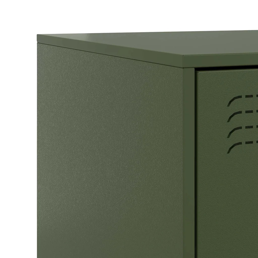 Comodini 2 pz-Set di 2 Tavolino da notte Verde Oliva 34,5x39x62 cm in Acciaio 363105