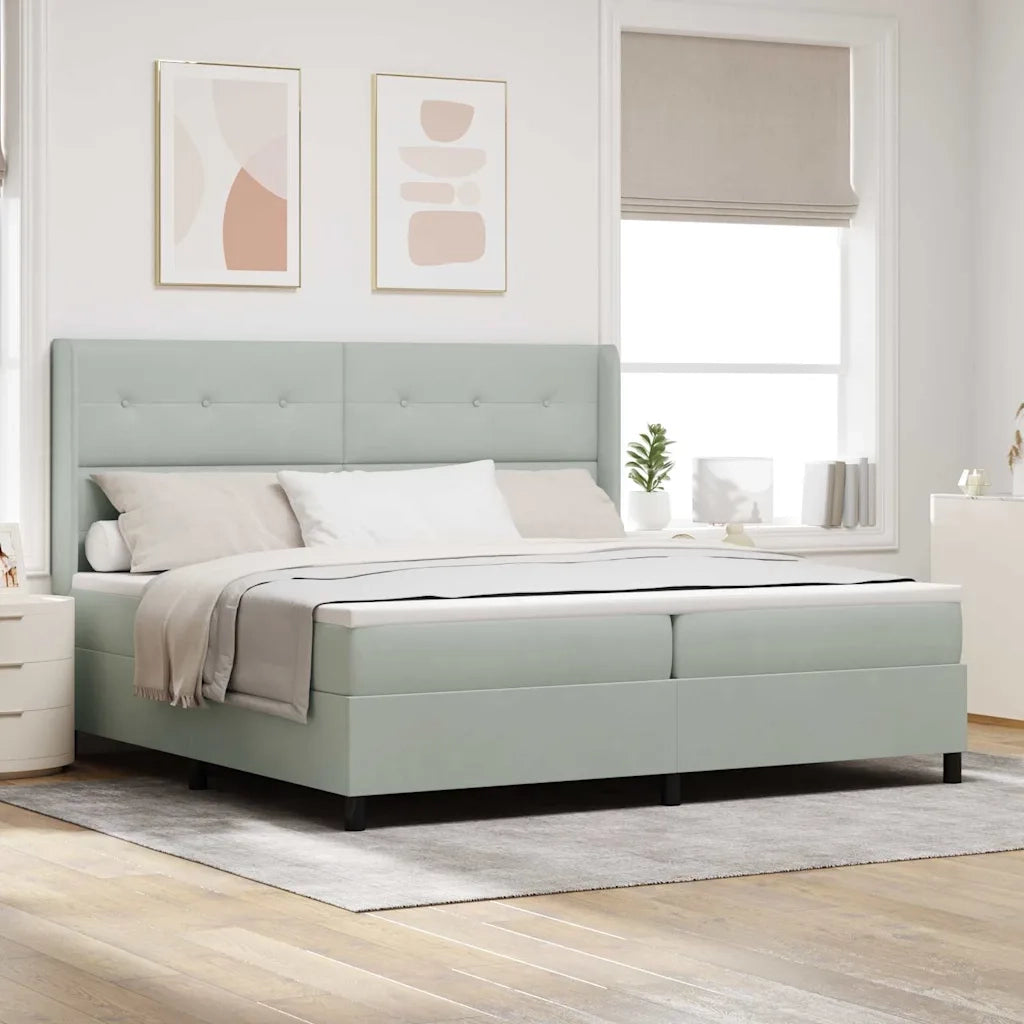 Letto a molle con testiera Grigio chiaro 200 x 200 cm Velluto 3343886