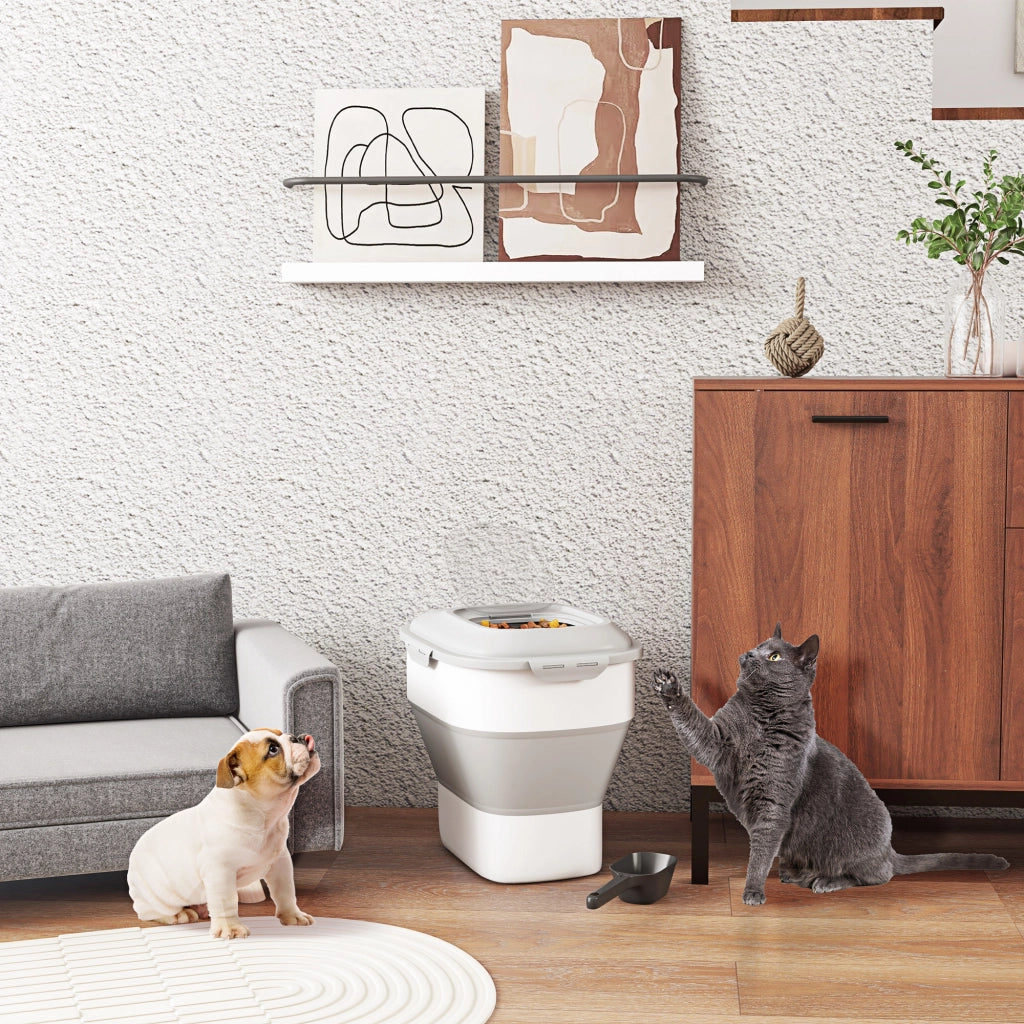 Contenitore per crocchette cane ¨C zephmum ¨C grigio 44x32x37 cm