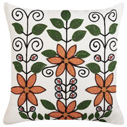 Cuscino sfoderabile in cotone multicolore 50 x 50 cm motivo floreale ricamato a mano sfoderabile con imbottitura in stile boho