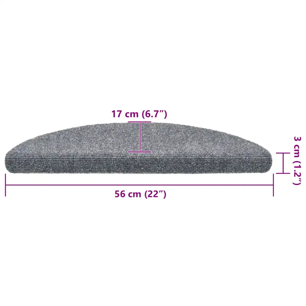 Tappetini per scale autoadesivi 30 pz 56x17x3 cm Grigio chiaro semicircolari 3365682