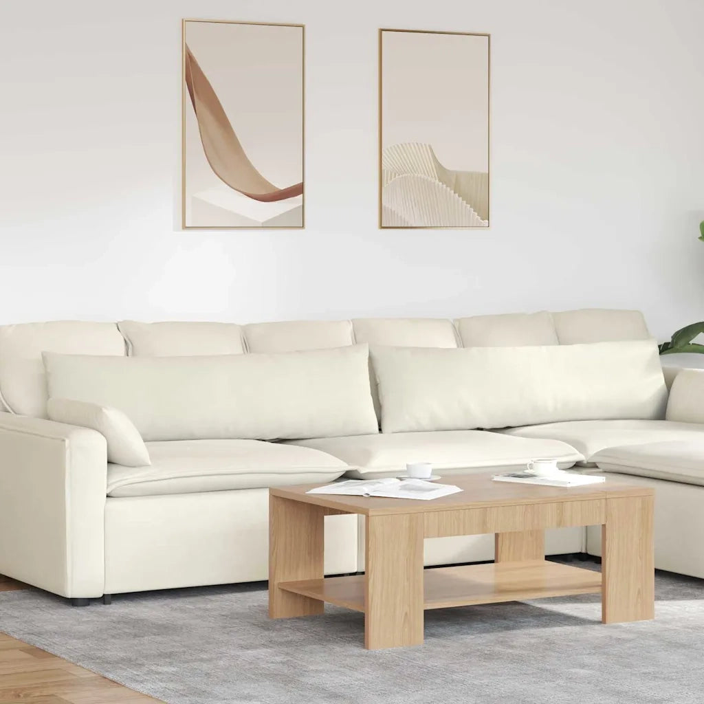 Cuscini da Divano 2 pz-Set di 2 Cuscini per Sofa Crema 145 x 40 cm Tessuto in Cords 688414
