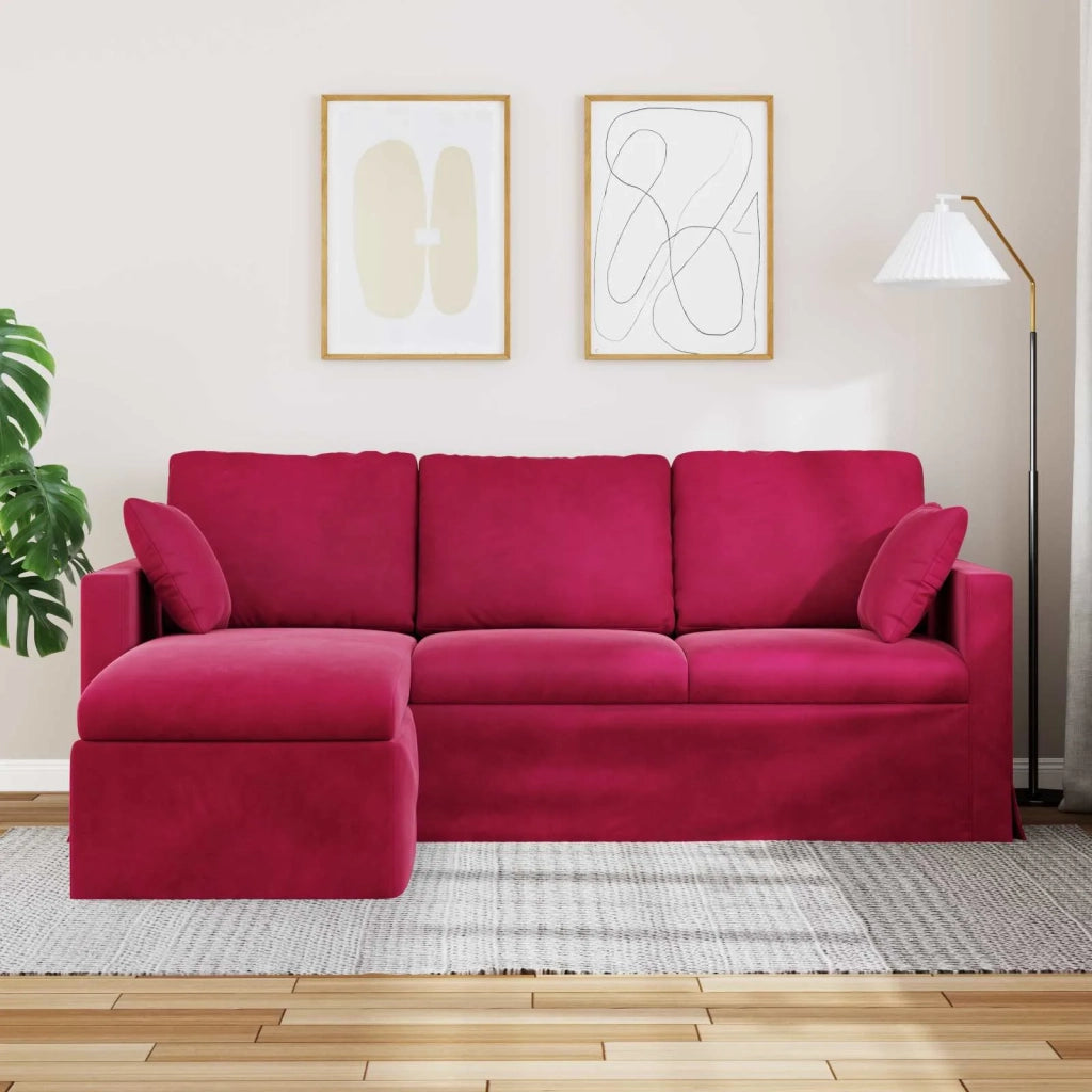 Divano Rosso Vino 198 x 134 x 80 cm Velluto 42024463