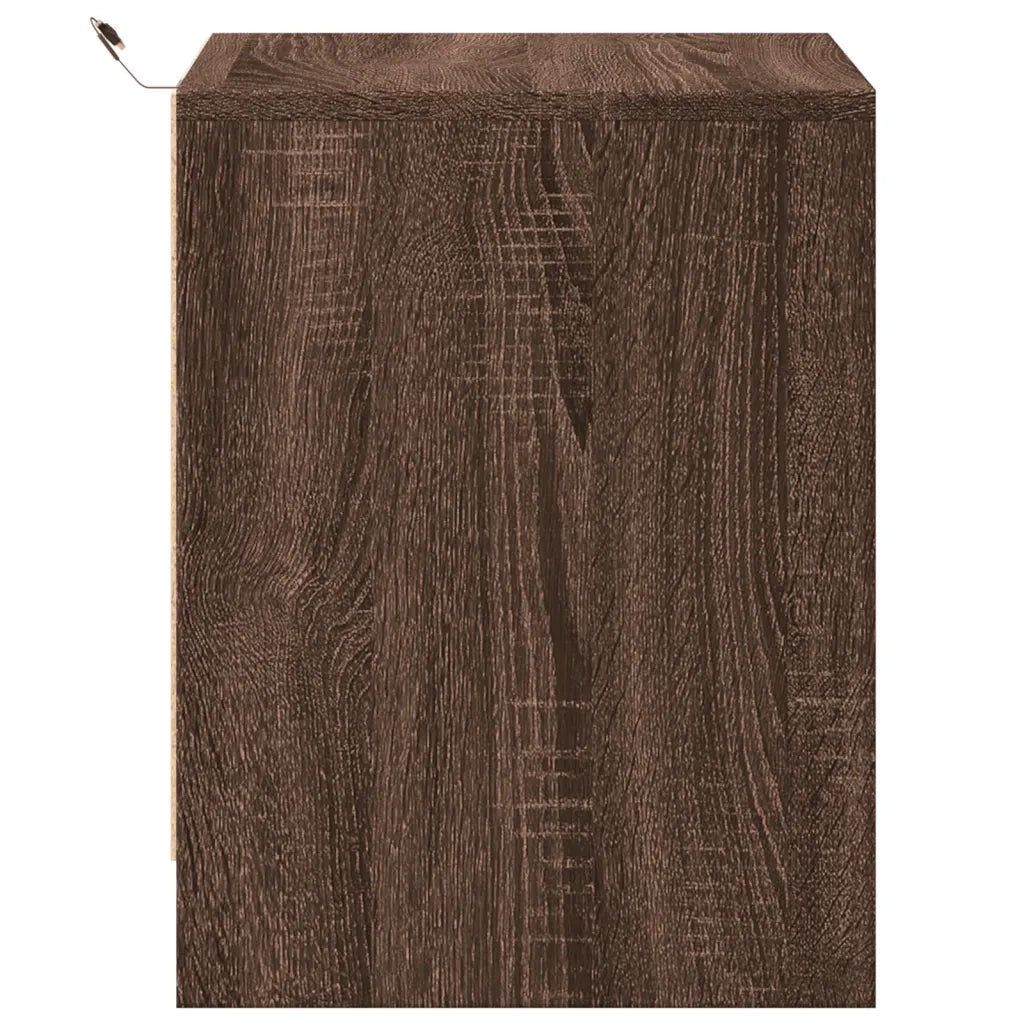 Comodini con Luci LED 2pz Rovere Marrone in Legno Multistrato 852060