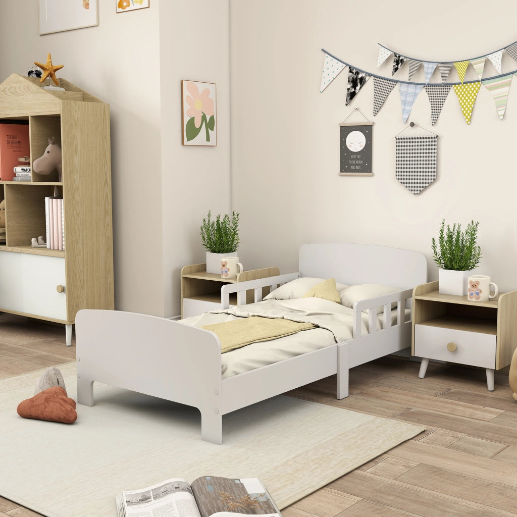 Letto per bambini con sponde di sicurezza ¨C Minimal ¨C MDF, bianco, 90x200 cm