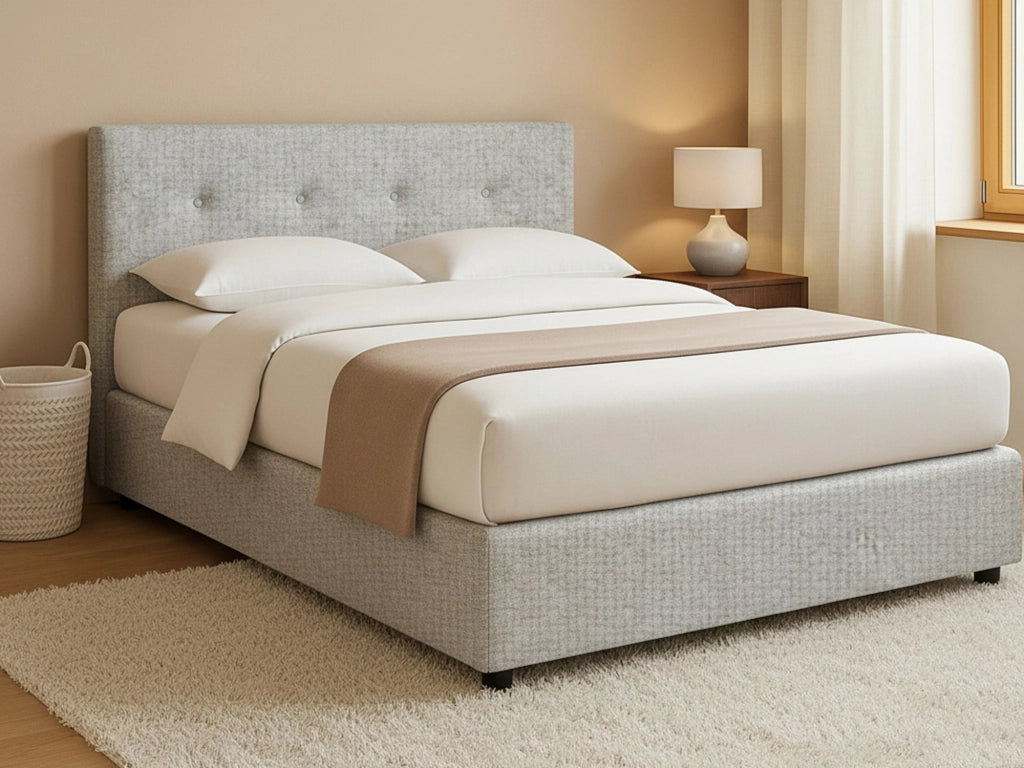 Luton, Letto Piazza e Mezza Sfoderabile Made in Italy, Grigio Chiaro