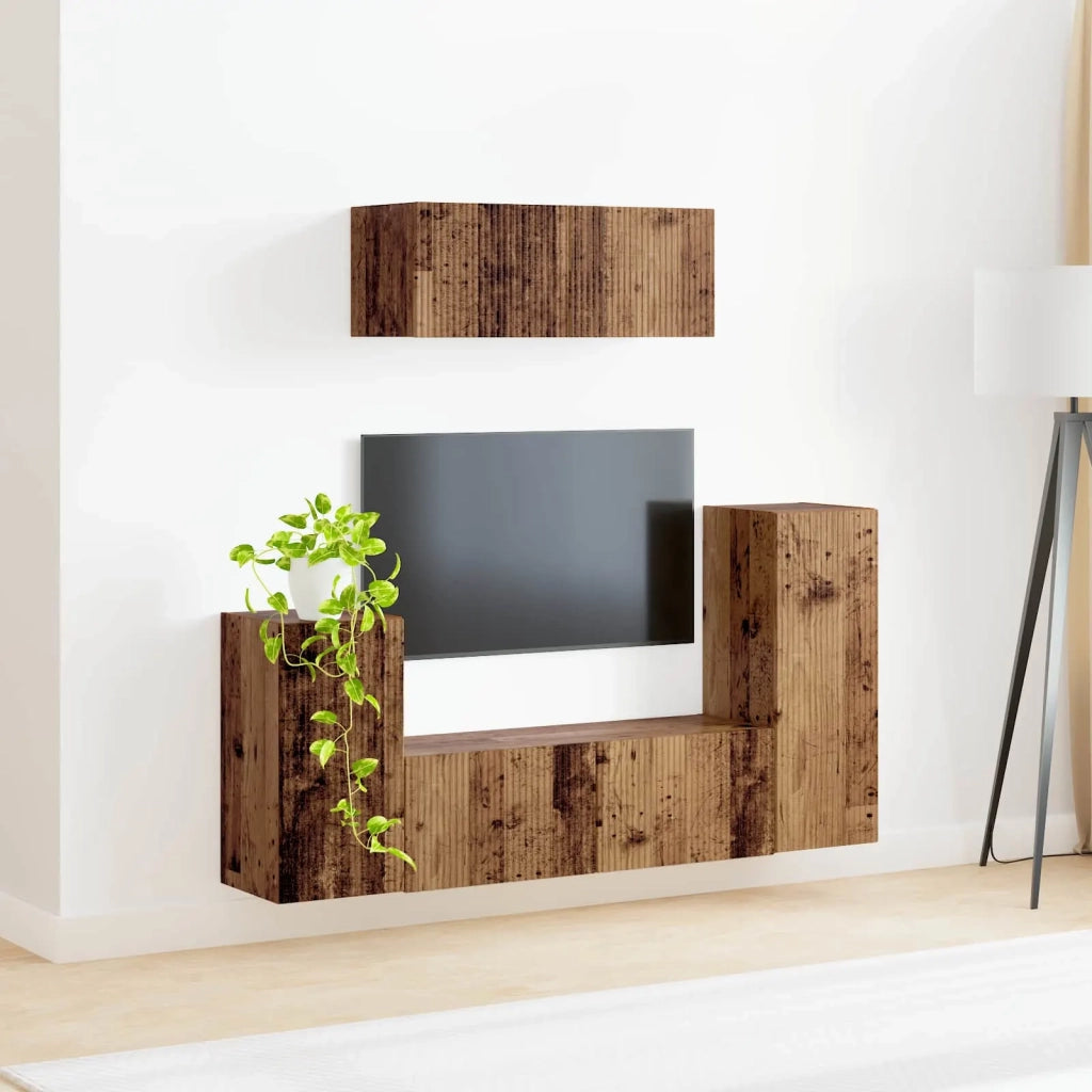 Set mobile TV 4 pcs Legno vecchio Legno multistrato 3409121