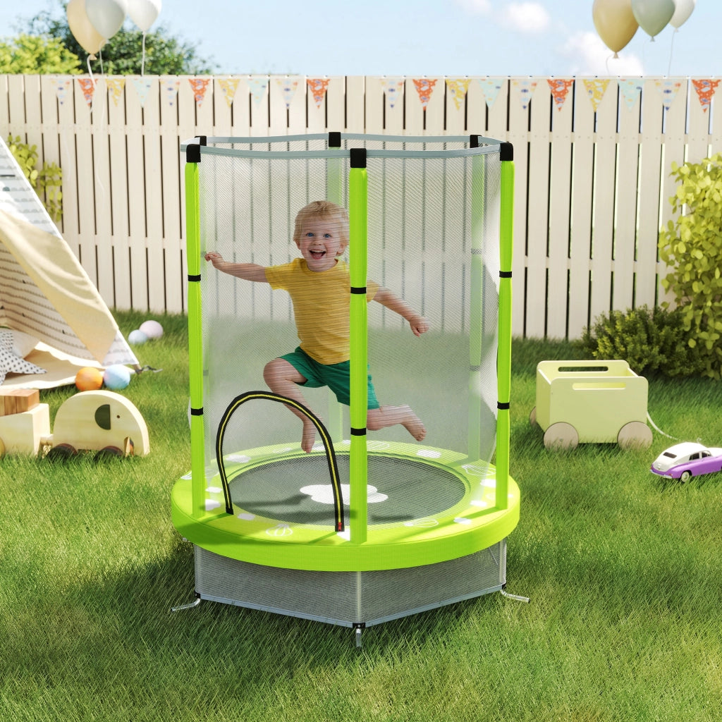 Trampolino per Bambini ¨C Minimal ¨C Verde ?140 cm con Rete di Sicurezza