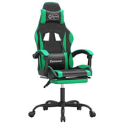 Sedia da Gaming | Sedia da e-sports Girevole con Poggiapiedi Nero Verde Similpelle