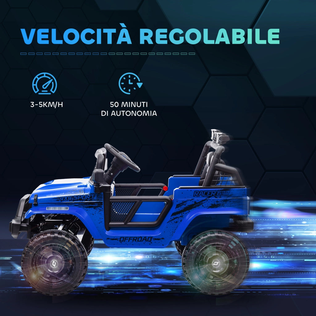 Auto per Bambini 12V Fuoristrada con Telecomando e Luci ¨C Minimal ¨C Blu