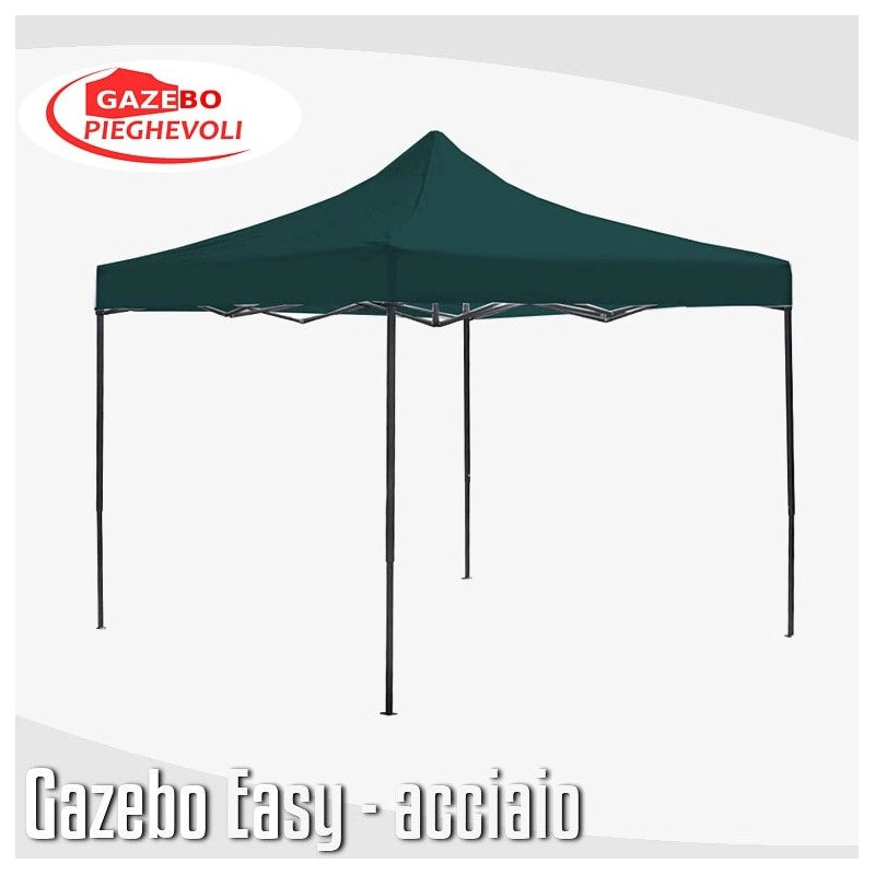 Gazebo 3x3 m nero pieghevole portatile estendibile richiudibile estensibile acciaio SENZA laterali per fiere eventi stand chiosco tenda tendone mercato mercatino