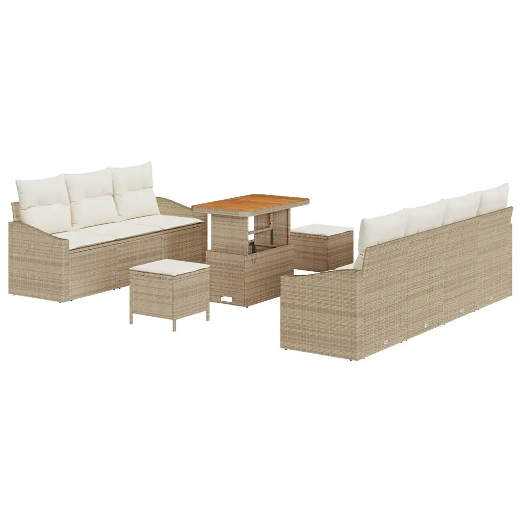 Set Divano da Giardino con cuscino 10 pcs Beige polyrattan 3362621