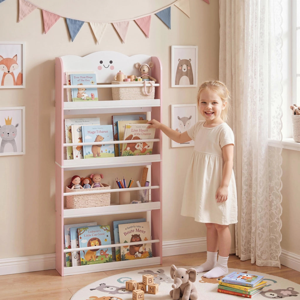 Libreria per bambini a 4 ripiani ¨C Xylo ¨C rosa 80x30x19