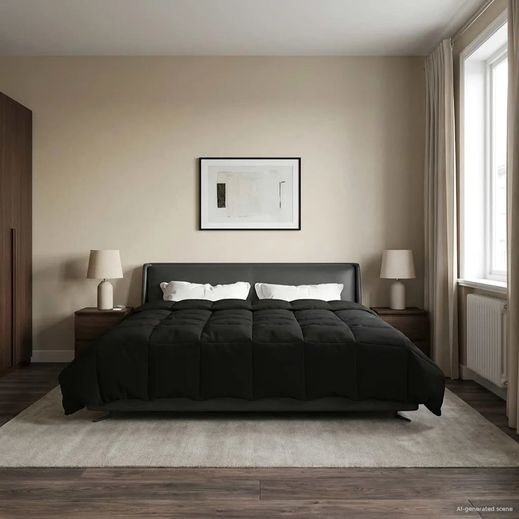 Duvet Invernale Trapuntato Nero 200 x 200 cm Microfibra 42026100