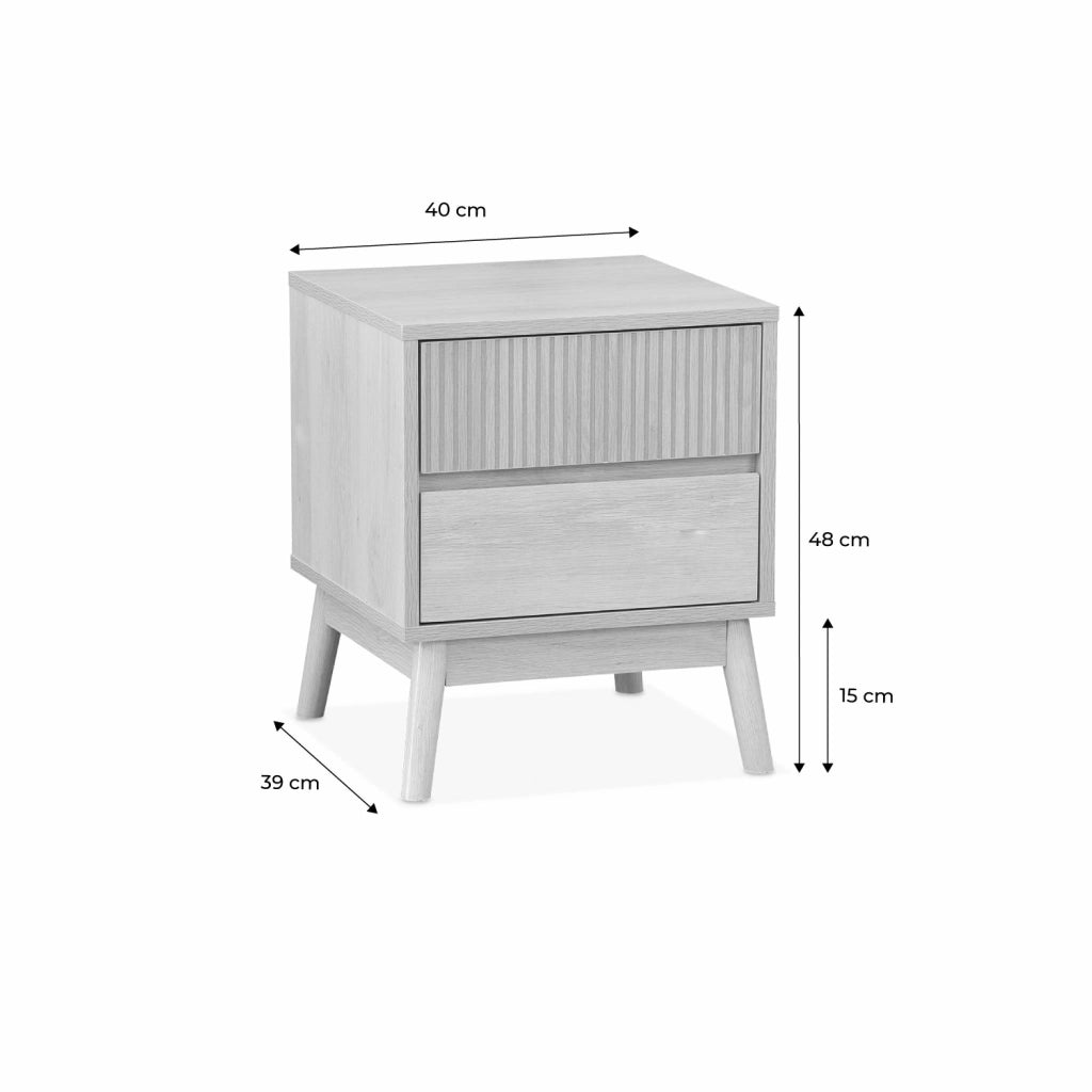 Set 2 comodini con 2 cassetti, marrone naturale