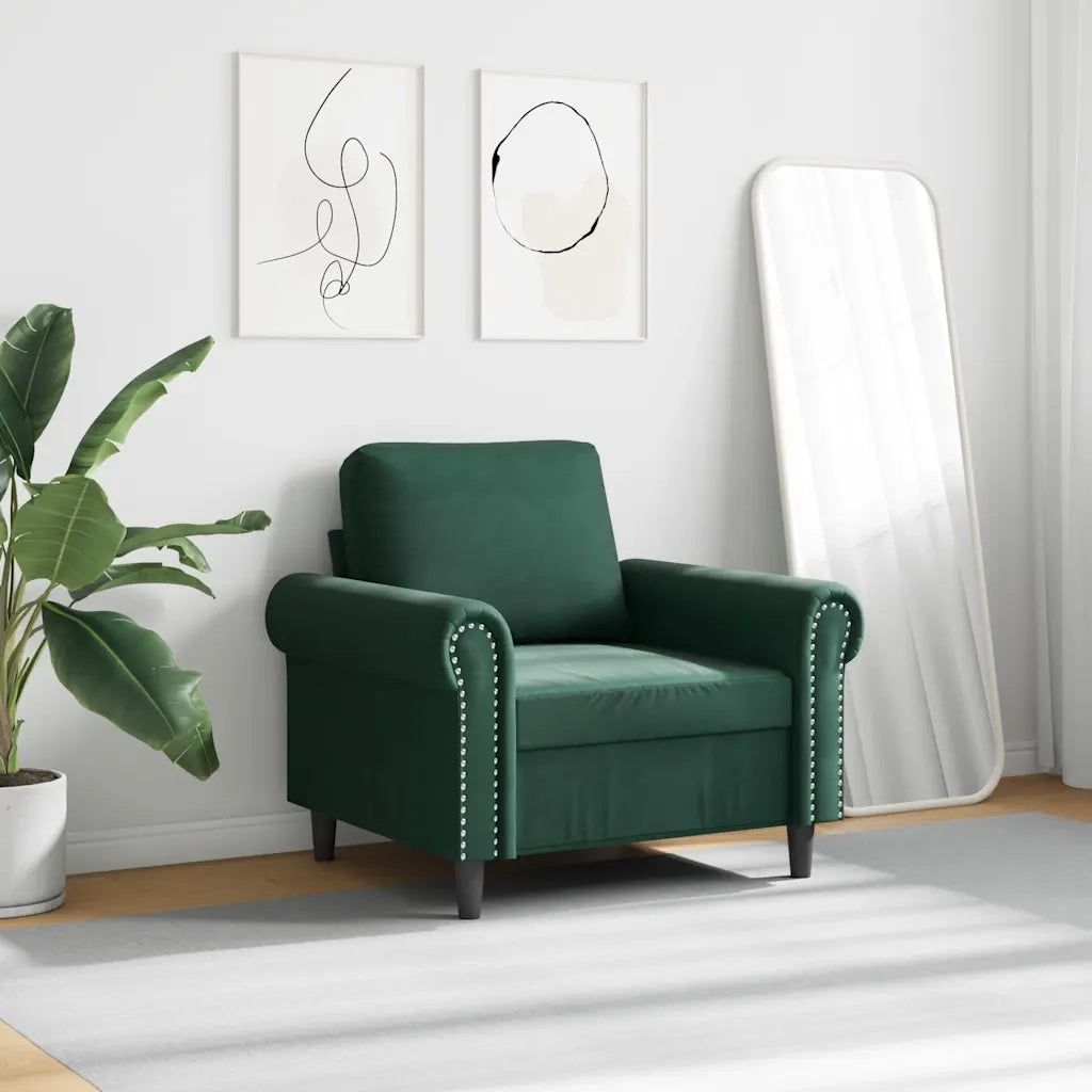 Poltrona Verde Scuro 60 cm Velluto 359511