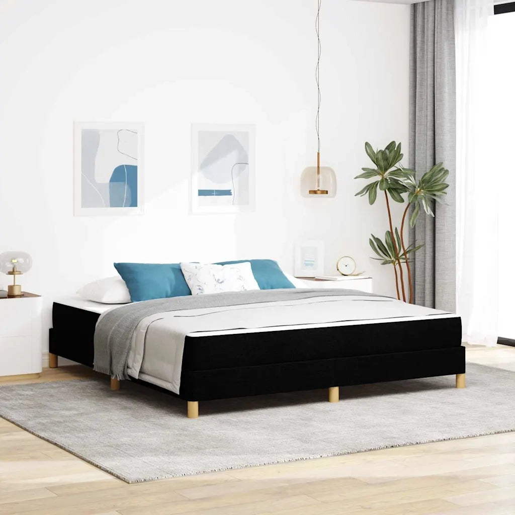 Letto a molle con materasso Nero 180 x 200 cm Tessuto