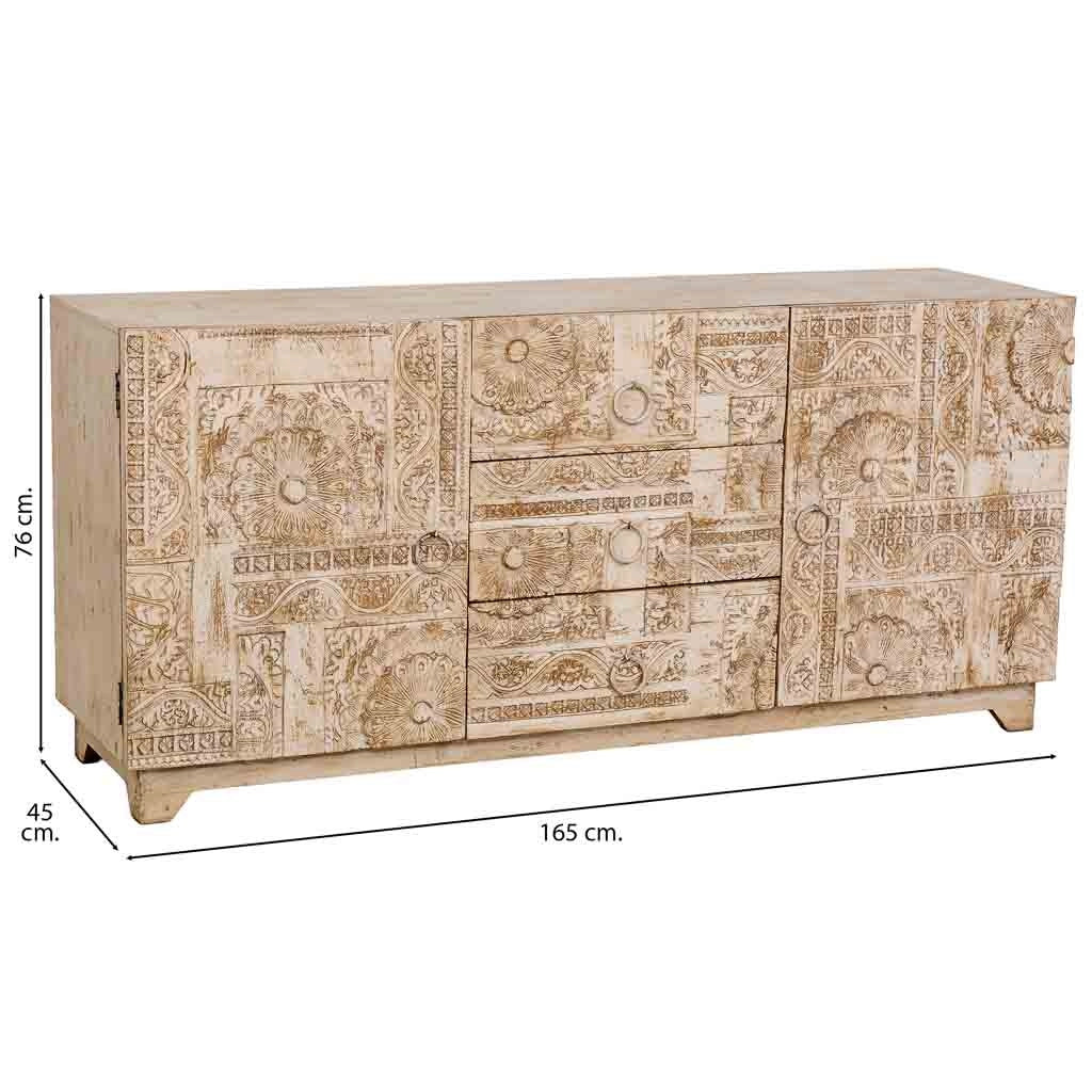 Credenza in legno bianco 165x45x76h cm