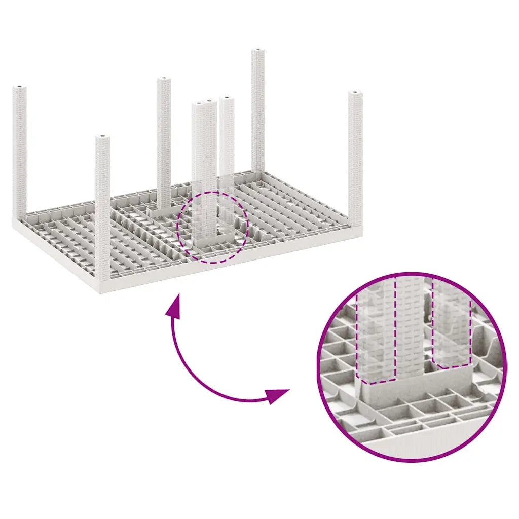 Set da Pranzo per Giardino 7 pcs Bianco Rattan Polt 3378566