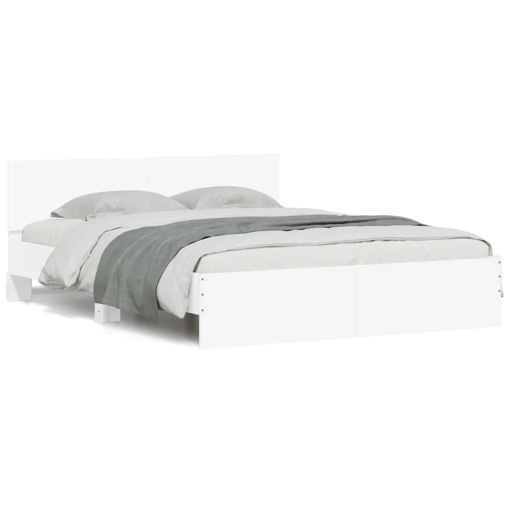 Letto matrimoniale | Letto per adulti | Giroletto con Testiera Bianco 150x200 cm