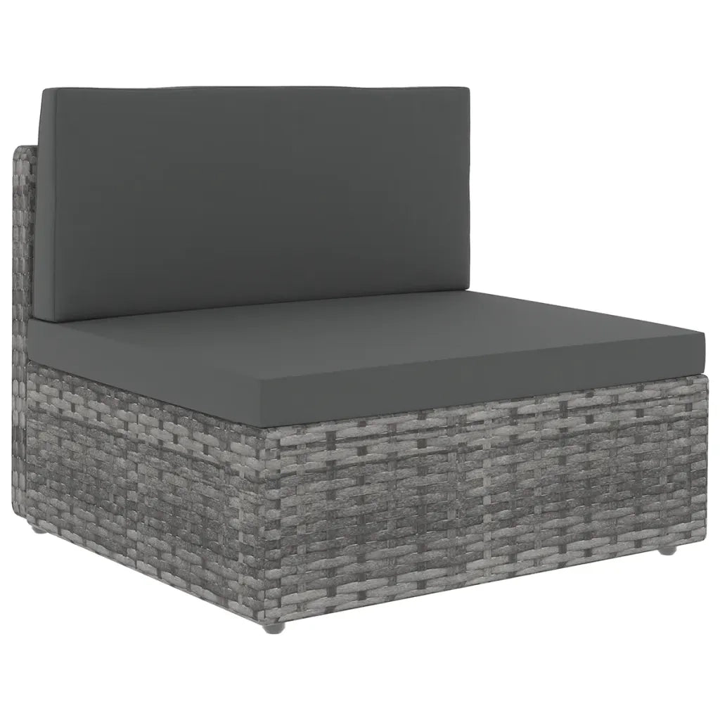 Set Divani da Giardino 7 pz con Cuscini in Polyrattan Grigio 3067178