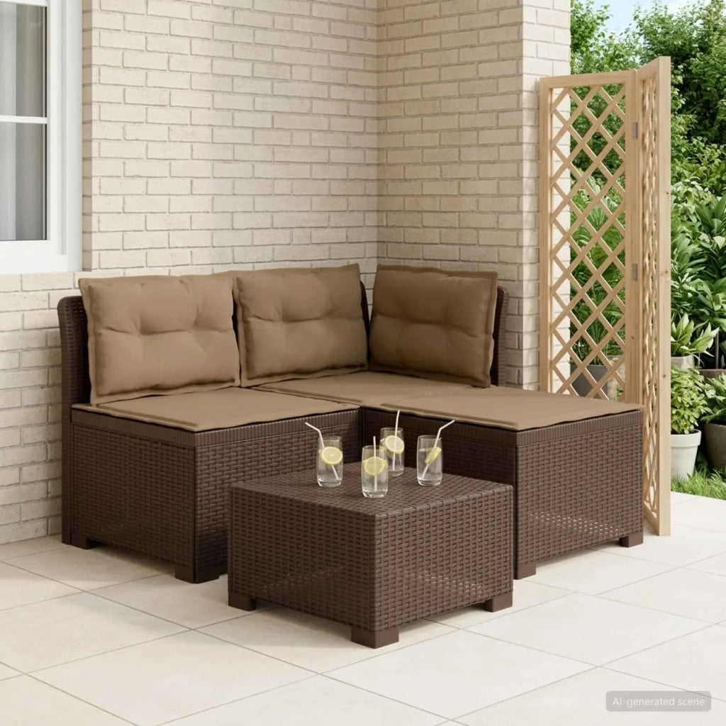 Divano da esterno-Divano da Giardino 3 posti con cuscini in look rattan PP 262782