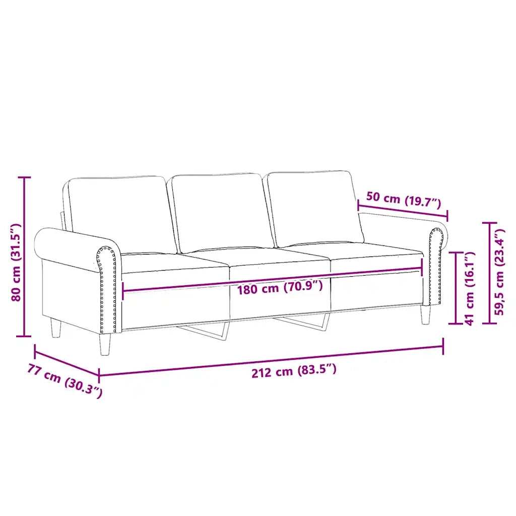 Divano a 3 Posti-Sofa 3 Posti rosa 180 cm in Velluto 292622