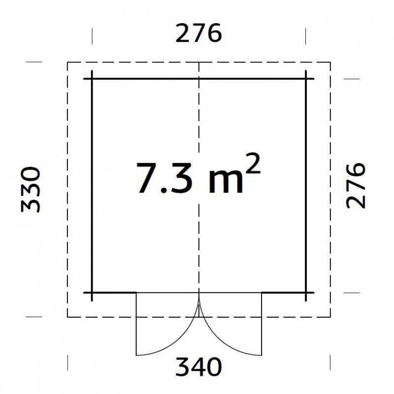 Casetta da giardino in legno 296x296 cm, pareti 28 mm grezze con porta doppia vetrata, per deposito attrezzi esterno - Esterni da Vivere