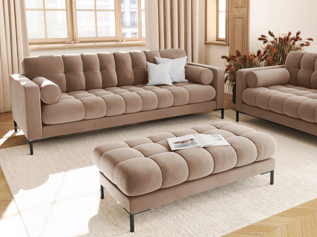 Cosmopolitan Design - Panca "Bali" 2 posti in velluto beige 