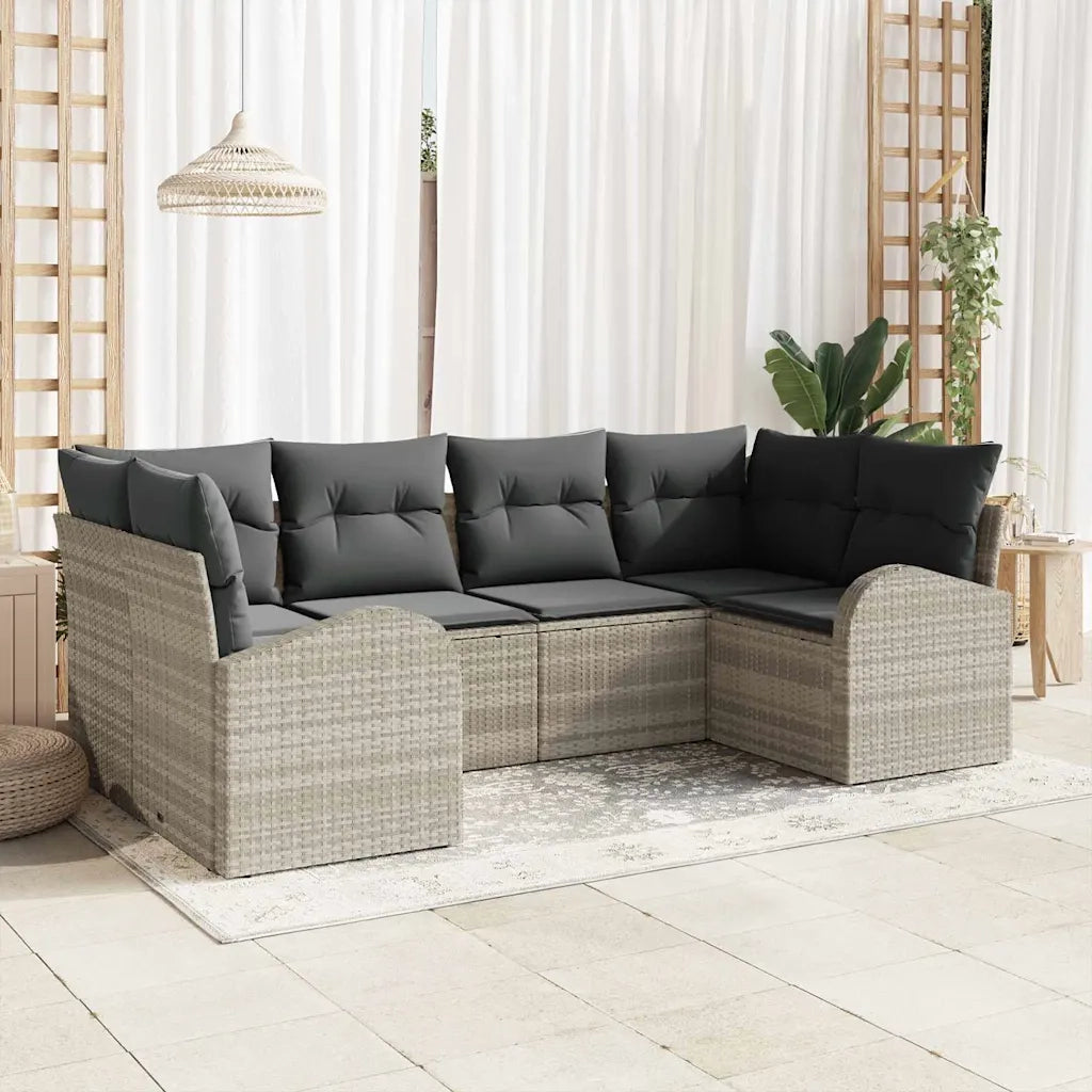 Set Divano da Giardino con cuscino 6 pcs Grigio chiaro
