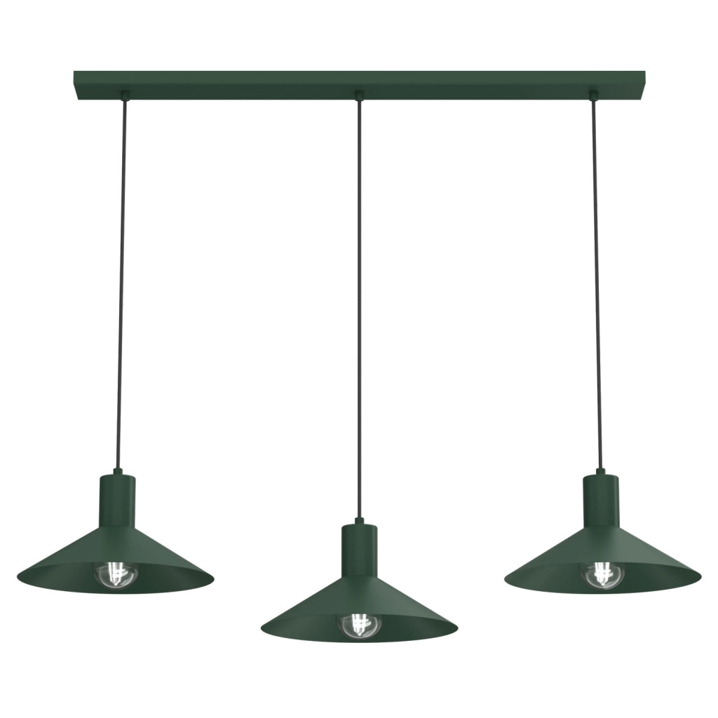 Lampada sospesa Nox 3xE27 verde acciaio Luminex