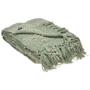 Coperta di cotone intrecciata con nappe verde 150 x 200 cm morbida classica