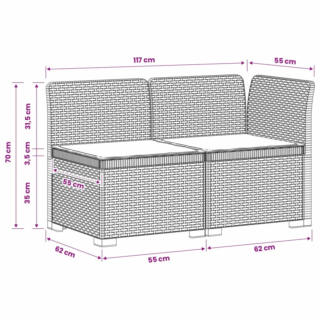 Divano da esterno-Divano da Giardino a 2 Posti con Cuscini Aspetto Rattan PP 247868