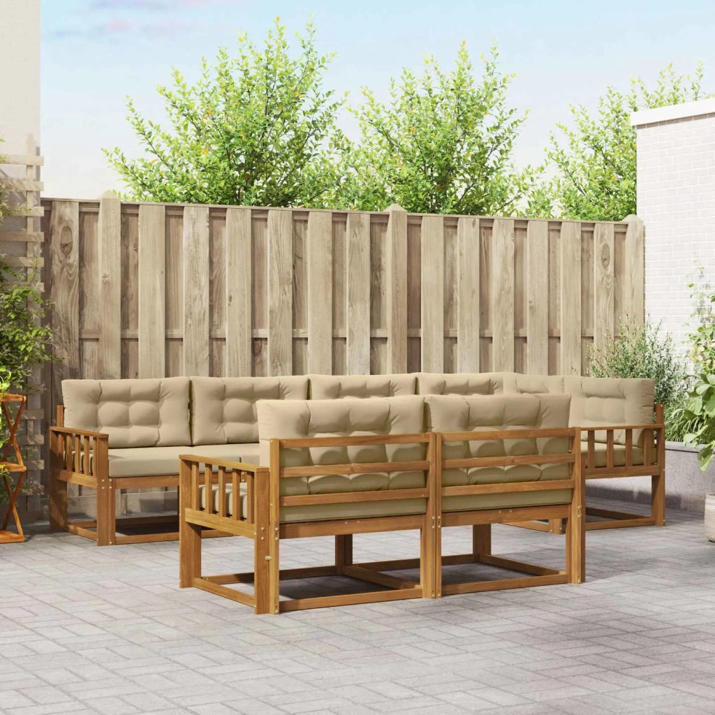 Set di divani da esterno con cuscino 7 pcs Naturale e Beige 3367716