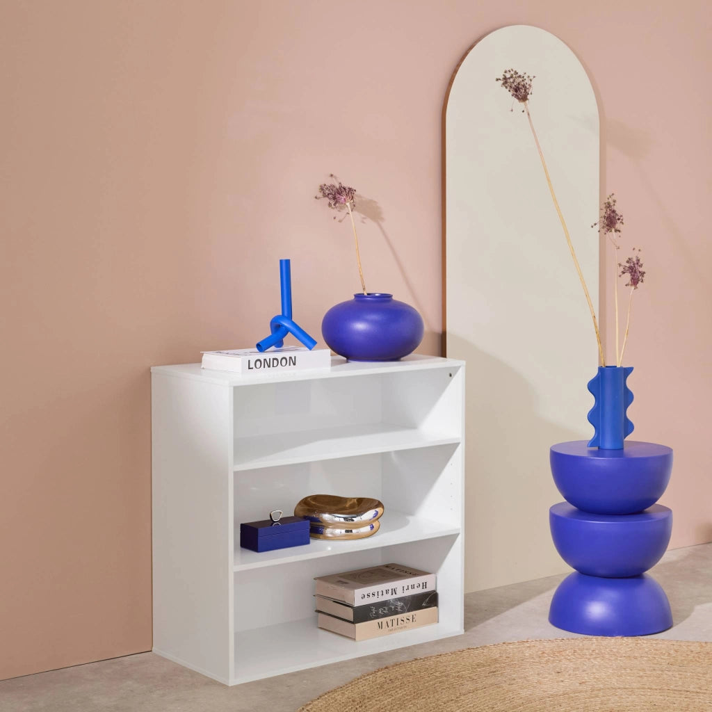 Libreria, modulo di stoccaggio in legno 2 mensole, bianco