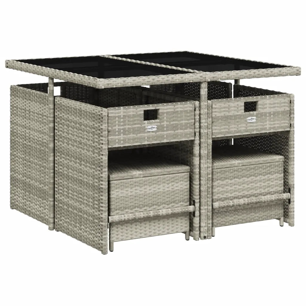 Set Pranzo da Giardino 9pz con Cuscini Grigio Chiaro Polyrattan 3277906