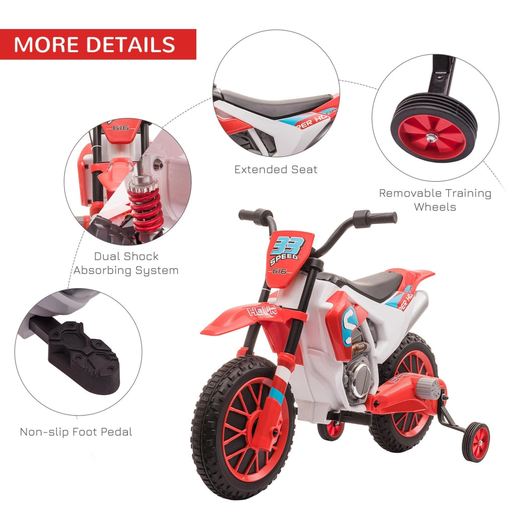 Moto Elettrica per Bambini 6V Motocross Rossa