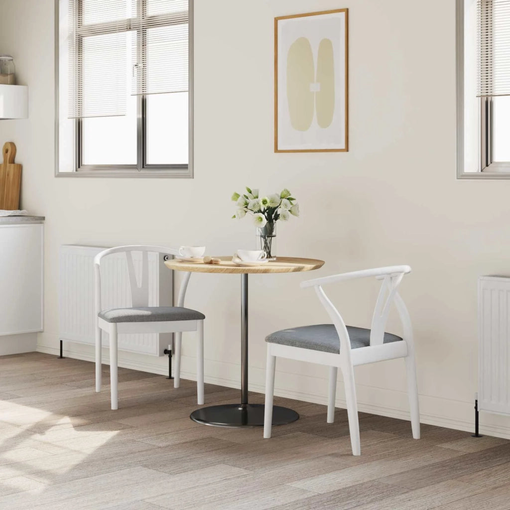 Sedia da pranzo 2 pcs Bianco e Grigio Legno di gomma solido 42020415