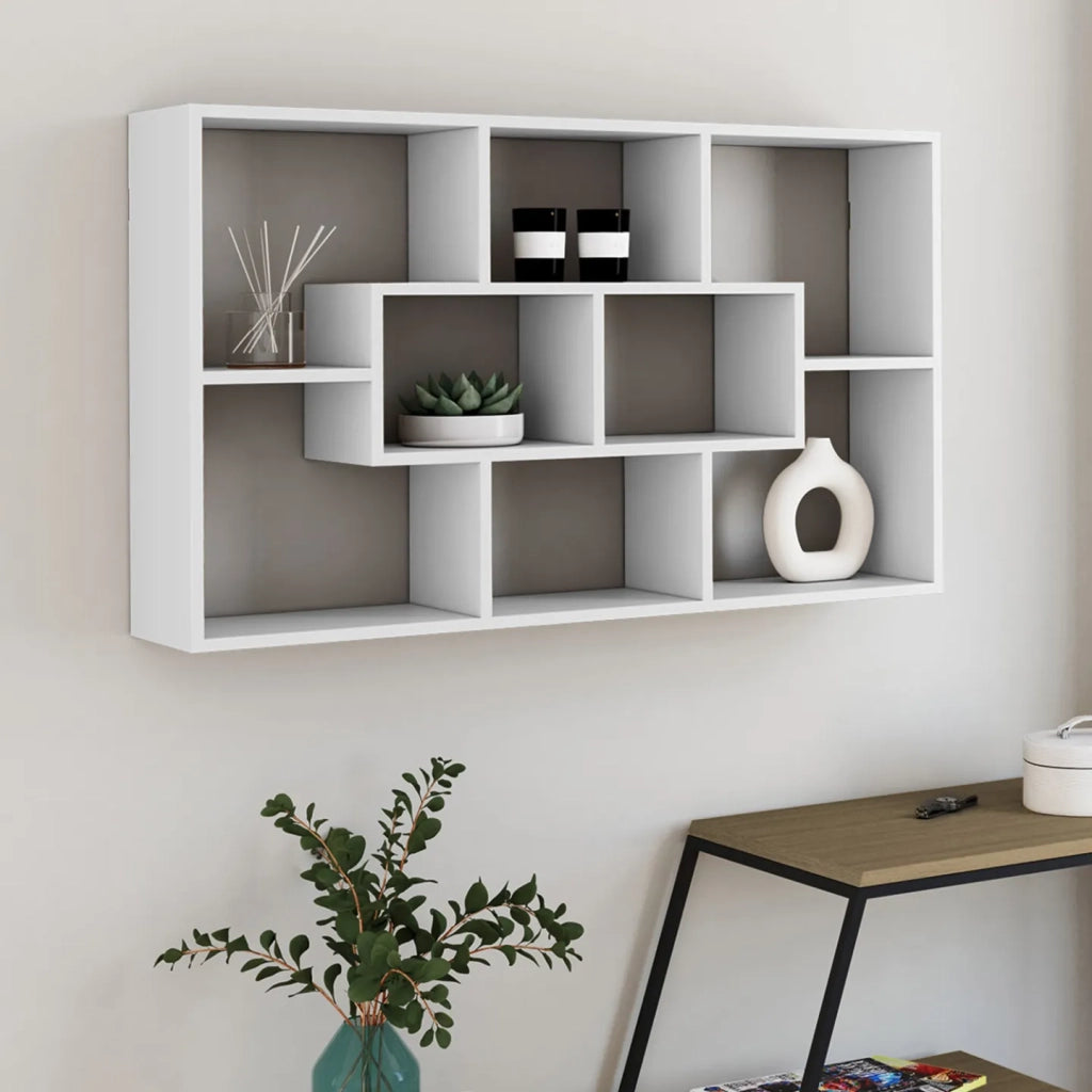 IDMarket - Estantería mural COLETTE con 8 compartimentos blancos