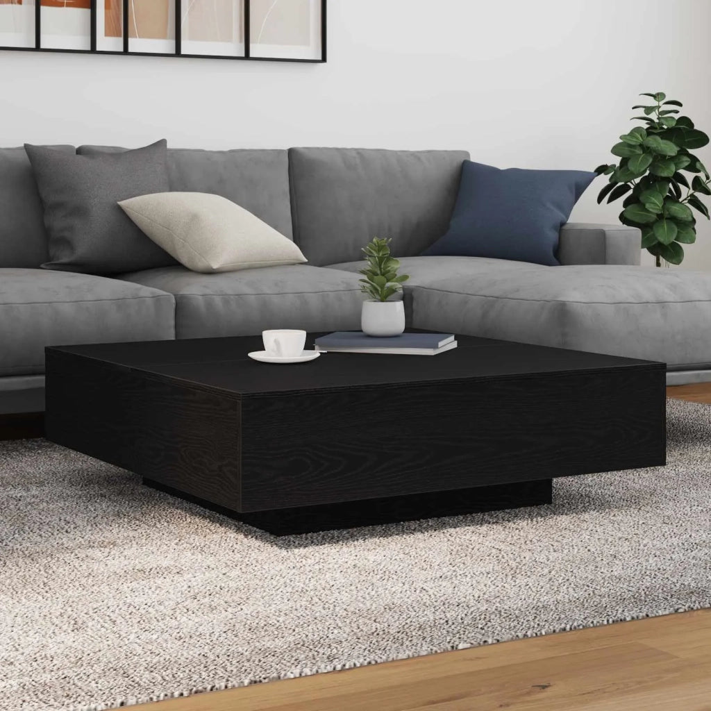 Tavolino da caffè con strisce LED Rovere Nero 100 x 100 x 31 cm 863008