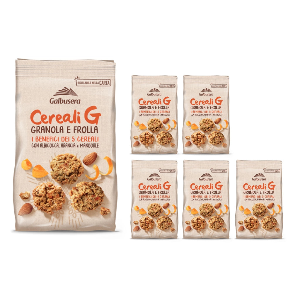 Galbusera cereali g granola e frolla con albicocca arancia mandorle 6 confezioni