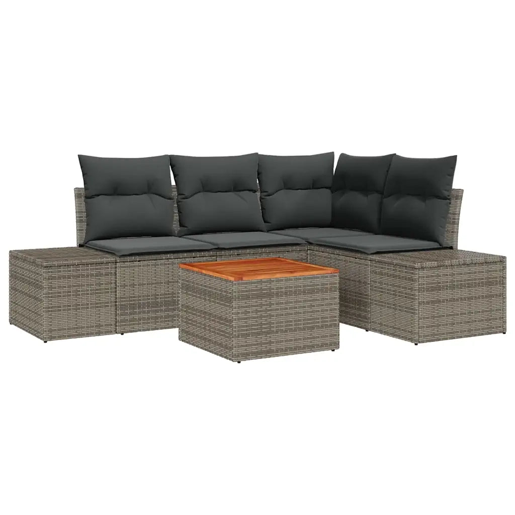 Set Divano da Giardino 5 pcs Grigio polyrattan 3356620